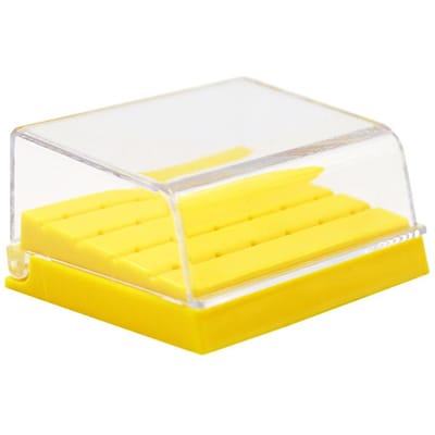 24 Gaten Plastic Tandheelkundige Freeshouder Desinfectie Carbide Frezen Blok Boortjes Koffer Doos Blauwwitgeel Voor Tandarts Laboratoriumapparatuur geel