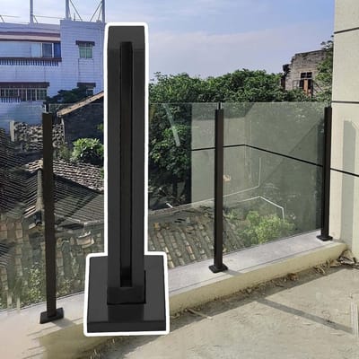 Glazen balustrade paal - Balkonhek RVS - Buitenruimte afscheiden - Roestvrij staal - H-60 cm - Zilver