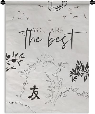 Wandkleed - Wanddoek - You are the best - BFF - Quotes - Spreuken - Vriendschap - 90x120 cm - Wandtapijt