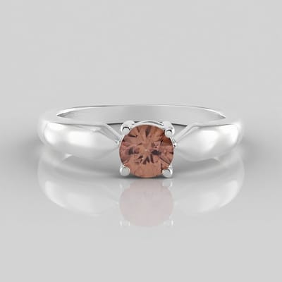 Cavill - Zilveren ring 925 Sterling Zilver - Mahagoni Zirkoon 0 609 ct Ronde Briljant - Platina verguld - Moderne elegante damesring