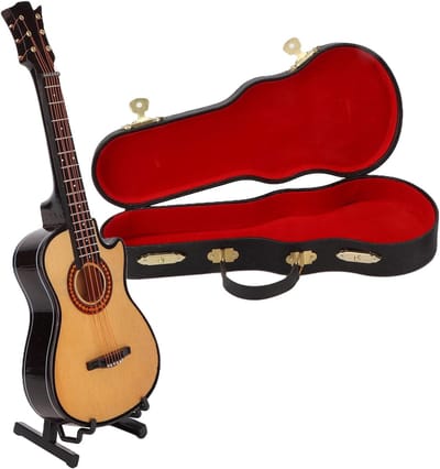 Miniatuur Gitaar - Model Instrument - Decoratie Huis - Inclusief Standaard - 20 cm