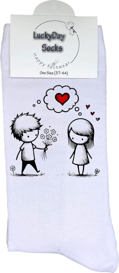Valentijn sokken - Valentijn Cadeau - Grappige sokken - Leuke sokken - Hem Haar sokken - Vrolijke sokken - Bloemen - Verliefd koppel - Vaderdag - Moederdag - Verjaardag cadeau - Kerst cadeau - Leuk Kado - Speciaal cadeau - Sokken maken Happy - 37-44