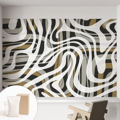 Coloray Behang - Abstracte lijnen Behangrol - 152x104 cm - Wit Behang - Voor liefhebbers van modern design en abstracte patronen - Behang Voor de woonkamer, voor het kantoor, voor de slaapkamer - Vliesbehang Abstractie