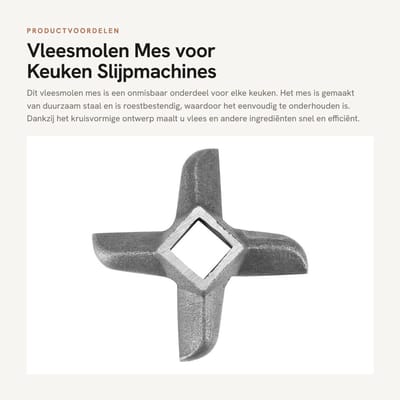 Dailygoods- Vleesmolen Mes Duurzaam Staal - Reserveonderdeel - Slijpmachine - Vleesmaler - Vervangmes - Kruisvormig Ontwerp - Roestbestendig - Vleesmolenblad