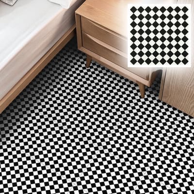Dailygoods- PVC-vloerbedekking waterdicht - zelfklevende tegels - zwart-wit schaakbordpatroon - 30 x 30 cm - 1,62 m² - duurzame mat leer textuur - Vloertegels