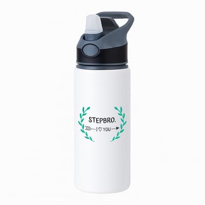 Hacebo® - stepbro I love you waterfles met rietje zwart - Broer - de liefste stiefbroer - verjaardag - cadeautje voor broer - broer artikelen - kado - geschenk - water fles - 650ML