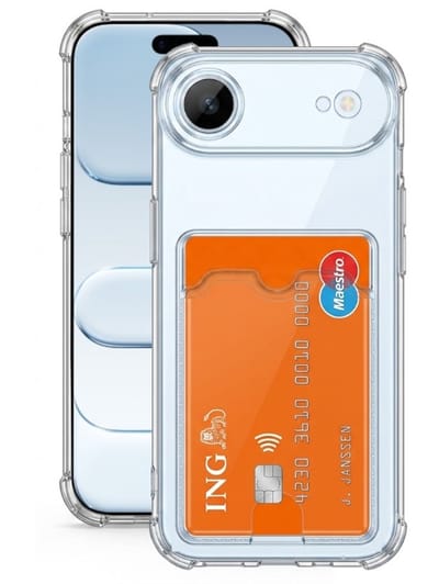 Lennexo Hoesje Met Pashouder Geschikt Voor iPhone AIR - Transparant Siliconen Hoesje - Shockproof Case