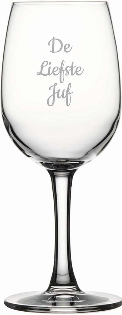 Gegraveerde witte wijnglas 26cl De Liefste Juf