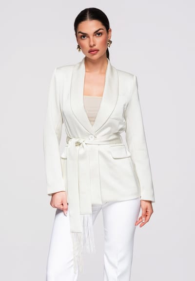 OMBRE Blazer - Slim Fit - Lange Mouw - Knopen Wit L