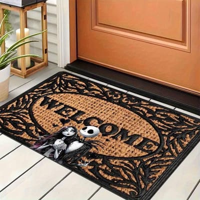 Tapis de bienvenue Disney L'Étrange Noël de Monsieur Jack Tapis de porte Parfait pour Chambre à coucher Salle de bain Cuisine Décoration saisonnière Halloween 40x60cm