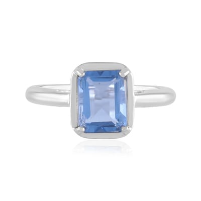 Cavill - Zilveren Ring - 925 Sterling Zilver Geplatineerd - Kleurwisselende Fluoriet 1,815 ct - Achthoekig 8x6 mm - Elegante Damesring 23x19 mm