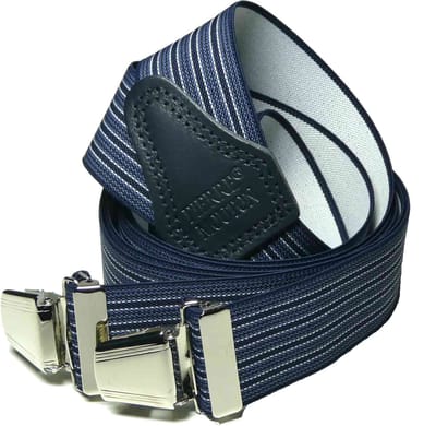 Pierre Mouton Stripes Bretel - Bretels - Volwassenen - Heren - Blauw - 120cm - 3 brede clips - M - L