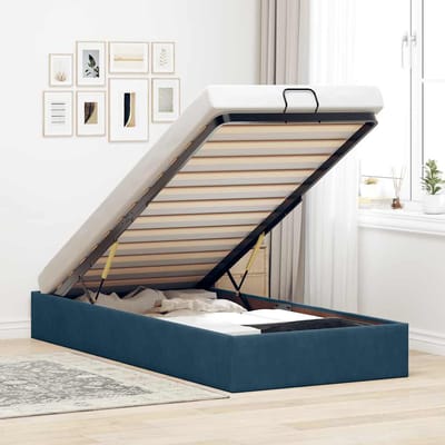 vidaXL - Bedframe - zonder - matras - 100x200 - cm - fluweel - donkerblauw