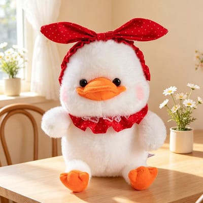 1 Pièce 23cm Kawaii Canard à Gros Bec Peluches Mignon Canard Jaune Avec Bandeau Jolies Poupées Pour Enfants Cadeau d'Anniversaire blanc