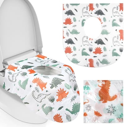 Wegwerp Toilet Covers - Toilet Brilhoezen - Hygiënisch Reizen - Kindvriendelijk Ontwerp - 24 Stuks - Dino Print