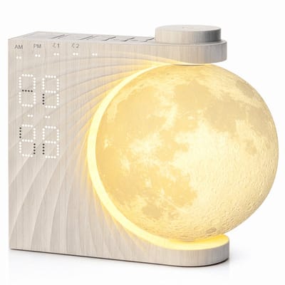 BP® Wake Up Light - Lichtwekker - Wake Up Maanlamp - Digitale Wekker met Natuurgeluiden en 10 Kleuren - RGB functie - Wit
