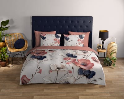 Good Morning dekbedovertrek bloemen - 1 persoons 140x200/220 cm - Zand - 100% Katoen renforce