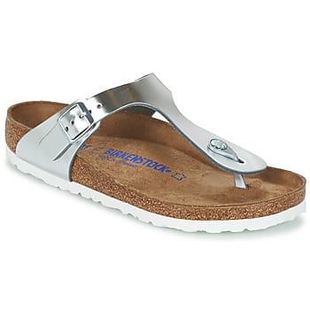 Birkenstock - Dames Sandalen Gizeh NL WB Metallic Silver (regular) - Zilver - Maat 36
