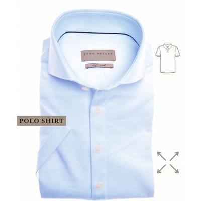 John Miller Polo Short Sleeve Slim Stretch Licht Blauw / male