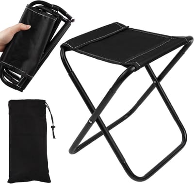 Vouwbare Mini Campingstoel voor Buiten, Lichtgewicht Tuinstoel met Opbergtas, Ideaal voor Vissen en Picknicks (Zwart)