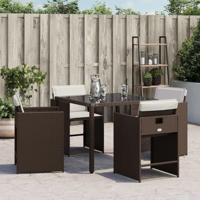 vidaXL - Tuinstoelen - 4 - st - met - kussens - poly - rattan - bruin