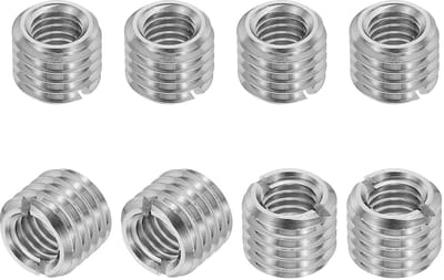 Set van 8 Draadinsluitingen, M12 naar M8 x 10 mm RVS, Verminderende Moer en Draadadapter voor Verbeterde Bevestiging en Duurzaamheid