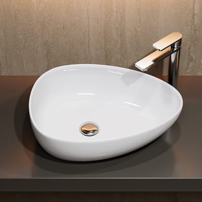 HOROW Opzetwastafel - Keramiek - Wit - 47x35x16 cm - Badkamer Wasbak - Wastafel voor Badkamer en Gastentoilet