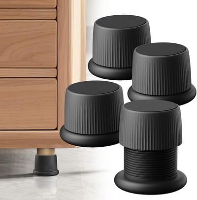 VHV - Meubelverhoger - verstelbare meubelpoten 4 stuks - hoogte 4-6,5 cm - antislip verhoger voor bed, bank en tafel