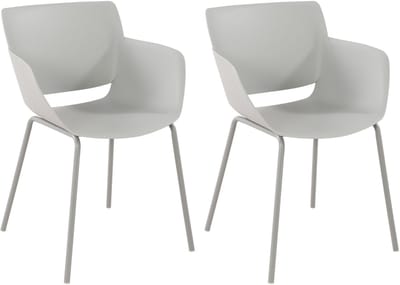 CLP Set van 2 Tuinstoelen Alpena - Met Armleuningen - Weerbestendig - Kunststof/licht grijs