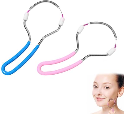 Dailygoody - Veerhaarverwijderaar - Gezichtshaarverwijdering - Handmatige epilator met gebruiksgemak - Roze en blauw - Duurzaam en compact - Geschikt