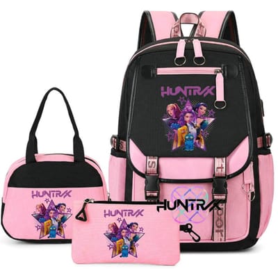 Nouveaux Sacs à Dos KPop Chasseurs de Démons Sac à Dos Cartable Garçons Filles Sac à Dos pour Ordinateur Portable Adolescents Filles Femmes Imprimé Sac à Dos Scolaire Cadeau pink