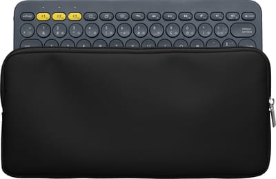 kwmobile toetsenbord hoes geschikt voor Logitech K380 hoesje - Nylon keyboard beschermhoes - Reis case met rits - Keyboards cover in zwart