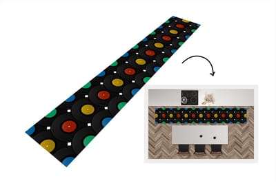 Keukenloper - Loper keuken - Platen - Muziek - Patronen - 300x50 cm - Keukenloper vinyl