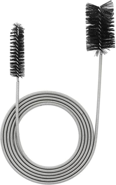 kop, flexibele reinigingsborstel, 155 cm, multifunctioneel, zacht, flessenborstel, lange buisborstel, dubbele kop, slangborstel van roestvrij staal voor buizen met smal afvoergat