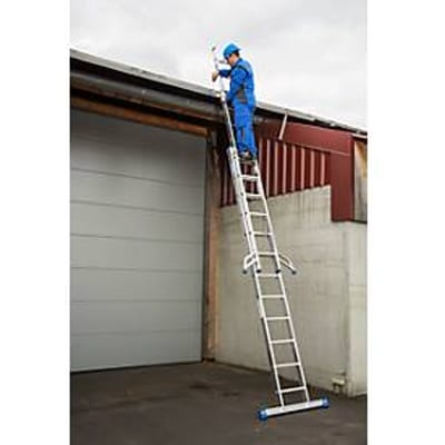 Alu-schuifladder Stabilo, 2-delig, 2 x 12 sporten, met dwarssteun en Trigon-dwarssteun