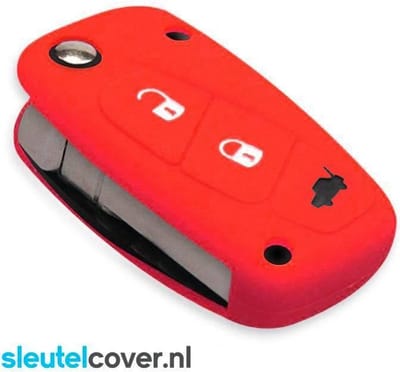 Autosleutel Hoesje geschikt voor Fiat - SleutelCover - Silicone Autosleutel Cover - Sleutelhoesje Rood