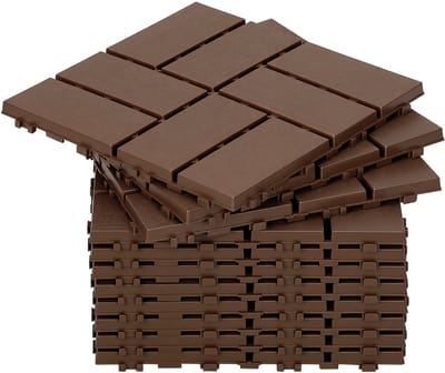 Terrastegels Kunststof Vlondertegels 33 Stuks - 30 x 30 cm 3m² 8 latten - Makkelijke en Snelle Montage - Balkontegels - Onderhoudsvrij - Tuin, Balkontegels - Terrasplanken - Bruin