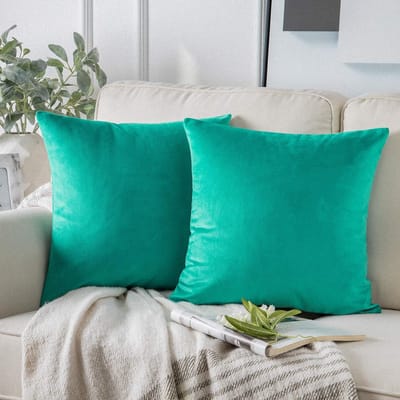 Phantoscope Decoratief Pakket van 2 Zachte Fluwelen Serie Turquoise Kussenhoes Kussenovertrek 50 x 50 cm 20" x 20"