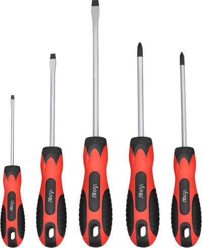 Magnetische Schroevendraaier Set - 5 Stuks Sleuf- en Kruiskopschroevendraaiers met Ergonomisch Antislip Handvat en Roestbestendige Tips
