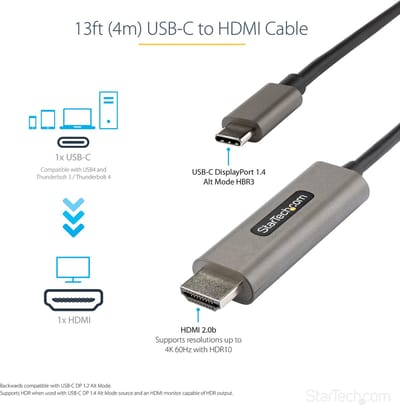 StarTech 4 meter USB-C naar HDMI Kabel 4K 60Hz met HDR10