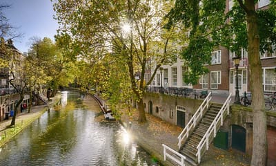 Fotobehang Oude gracht Utrecht 350 x 260 cm - € 235,--