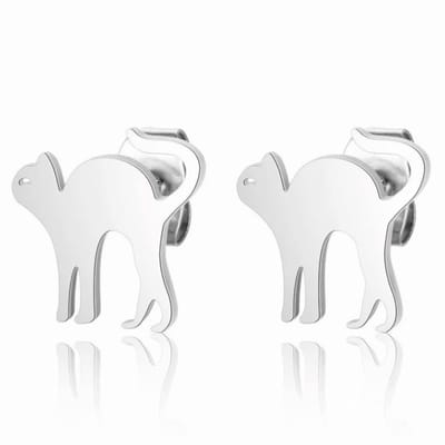 Oorbellen- RVS- Zilverkleur- 1 cm- Poes - Charme Bijoux