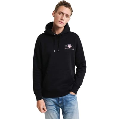 Gant Heren Hoodie met schildembleem (Zwart)