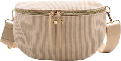Flora&Co - Handtas - Crossbodytas - Bumbag - Ribfluweel - beige