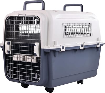 Honden Transportbox - Reiskennel Huisdier - Vervoer Dier - Luchtvaartmaatschappij Goedgekeurd - 78x54x58 cm - Grijs