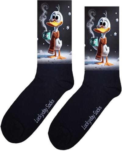Eend - Opkikker - Grappige sokken - Valentijns cadeau - Verjaardag cadeau - Sint cadeau - Leuke sokken - Warme chocomelk - Vrolijke sokken - Cadeautje - Grappige cadeau - Kerstsokken - Vaderdag - Moederdag - Socks maken Happy - 37-44