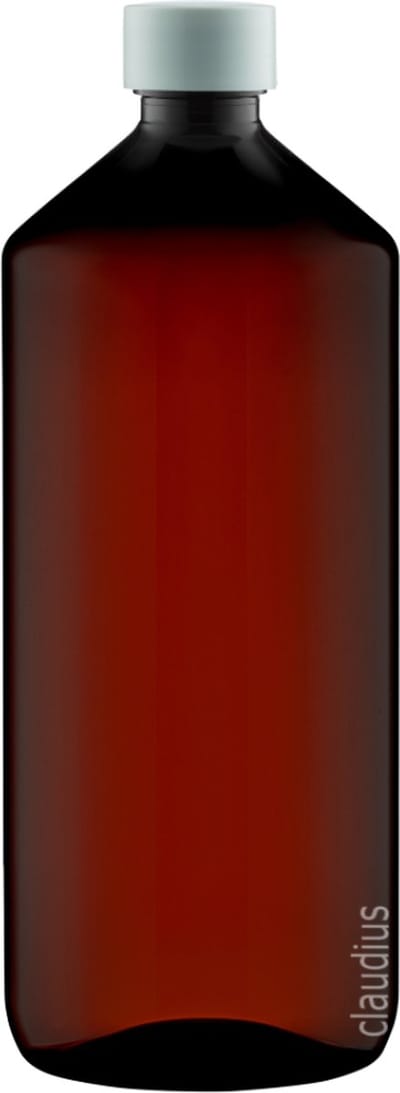 Lege Plastic Fles Apothekersfles 1 Liter PET Amber bruin - met witte dop - set van 10 Stuks - Navulbaar - Leeg