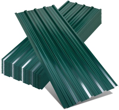 24 golfplaten van 129 x 46 cm, van groen gegalvaniseerd metaal, voor een afdak en carport