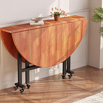 Ronde eettafel - Klaptafel - Ruimtebesparend werken - Inklapbaar met wielen - 120 cm - Houtkleur