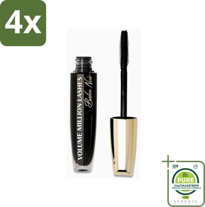 L'Oréal Paris - Mascara - Volume Million Lashes Balm Noir - Zwart - 8,9 ml - Voordeelverpakking - 4 stuks - Mascara - Volume